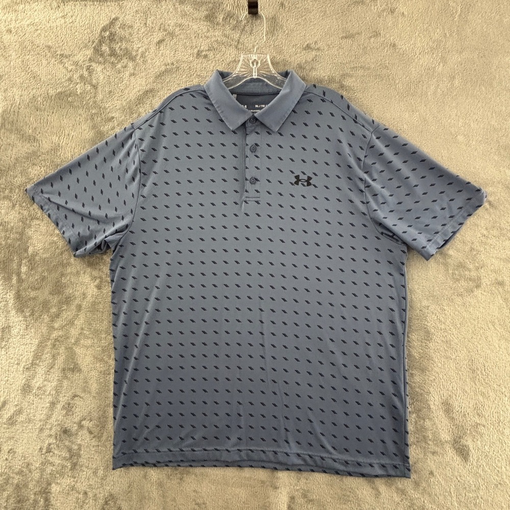 Under Armour Golf The Playoff Polo Mens XL Blue‎ Geometric Short Sleeve Shirt